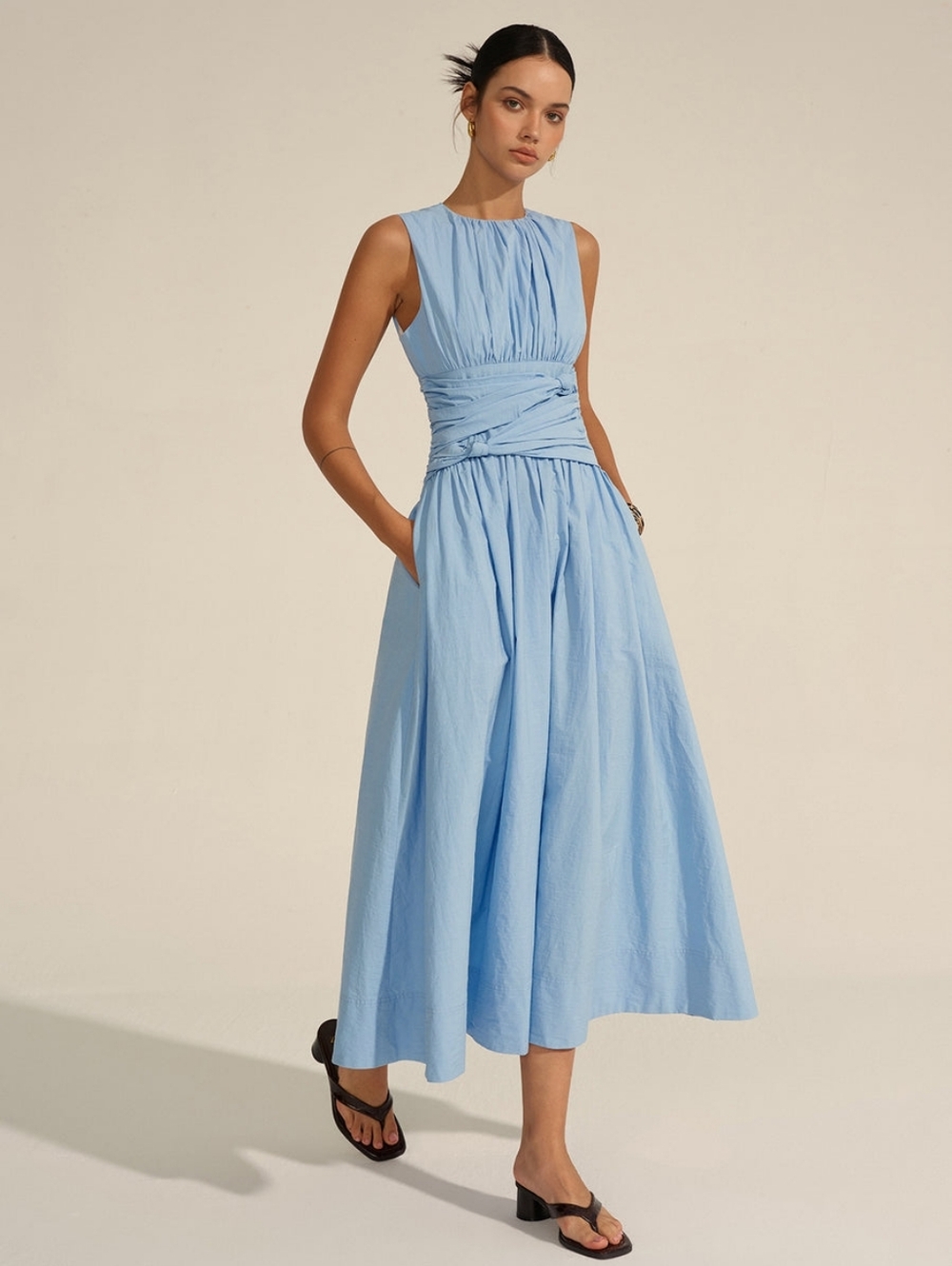 Commense Agatha Dress Ruched Waist Maxi Dress Small